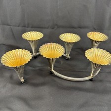 Portacandele Mid Century Modern Sheffield Co Epergne trombe placcate argento