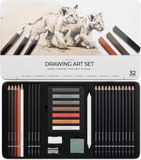 Set Disegno Professionale – Kit 32 Pezzi per Adulti E Artisti – Matite Grafite (