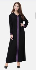 Caftano nero Abaya con ricamo