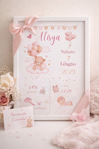 Quadretto nascita bimba idea - quadretto,