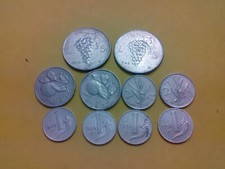 lotto n° 10 monete - 5 Lire Uva - 1 lira arancia - 2 Olivo - 1 cornucopia