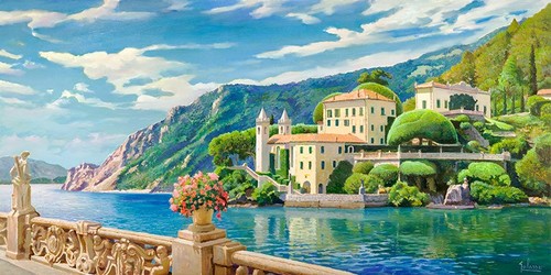 Quadro villa lago - villa, su