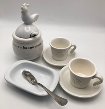 Lotto 4 pezzi ceramiche Mulino Bianco 2011/2018: 2 tazzine+zuccheriera+burriera