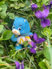 angelorso figura PVC azzurro con miele, vintage anni 80 - orsetto con le ali