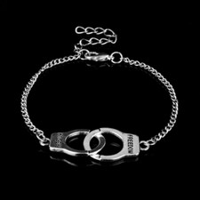 Bracciale con MANETTE Argento catena in ACCIAIO inox da Uomo Donna braccialetto