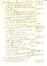 1770 ca CHIAVENNA (SO) Conto abate Antonio POGLIAGHI per piantoni di larice