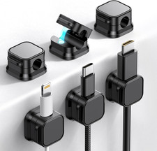 6 Pezzi Organizer Cavi, Autoadesivo, Cable Organizer, Magnetico, Porta Cavi per 