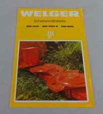 Prospetto/Brochure Welger Falciatrice Dischi Sm 450/450 S/600 Stand 09/1990