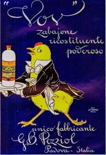 PUBB.1913 VOV ZABAIONE RICOSTITUENTE G.B. PEZZIOL PADOVA PULCINO CAMERIERE 39X28