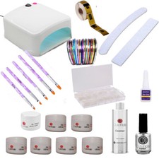 KIT RICOSTRUZIONE UNGHIE GEL UV LED LIME NAIL ART LAMPADA 36 WATT SMALTO NO NDED