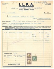 1940 BESANO (VA) - I.L.P.A. Industria Lombarda Prodotti Alimentari - Fattura