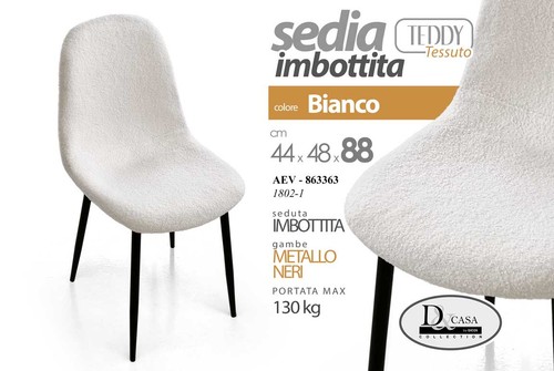 Sedia metallo tessuto bianca - tessuto,