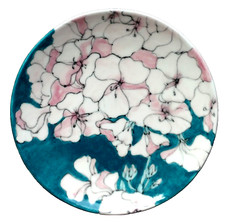 Ernestine Salerno 1 di 2 piatti da torta dipinti a mano handpainted Mid-Century Italia