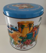 Scatola rotonda coperchio latta collezione gatti Natale pandoro Battistero 2000