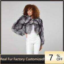 Cappotto donna corto vera pelliccia di volpe argento 2025 invernale caldo giacca vera pelliccia outwear