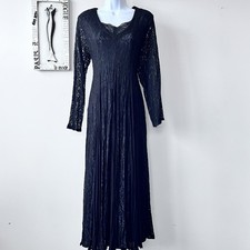 Abito nero midi pizzo romantico Starina Whimsigoth vintage anni 90 taglia M