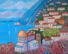 Quadro olio su tela 40x50 – Paesaggio marino Positano Costiera Amalfitana