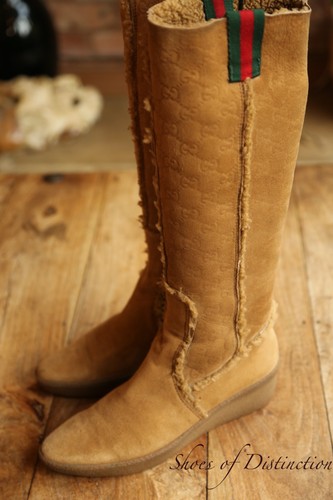 Gucci monogram tan suede - gucci,