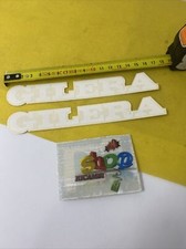COPPIA DECALCOMANIE ADESIVI LOGHI SERBATOIO GILERA EPOCA BIANCHI — 170mm X 30mm