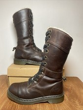 Stivali pieghevoli Dr Martens Docs 12108 Aimilita in pelle marrone con bordo in pelliccia UK 6 EU 39
