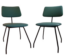 Raro set di due sedie in ferro nero metà secolo moderno italiano anni 60