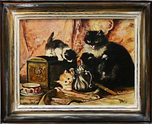 Gatti dipinto olio - -, mano