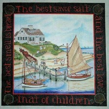 Tela punto ago dipinta a mano