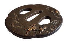 Antica spada giapponese in ferro epoca Tsuba Edo guardia samurai katana originale rara 07 