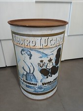 Antico Contenitore Bidone Scatola Latta Pubblicitario Amaro Lucano Vintage 50cm