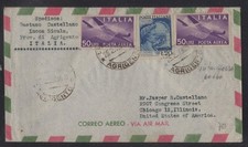 STORIA POSTALE  lettera posta aerea per USA Catullo + 50 lire violetto aerea