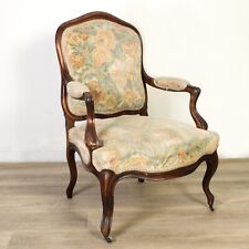 Antica sedia imbottita con braccioli poltrona poltroncina in legno francese . 