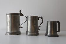 Collezione di tre boccali in peltro d'epoca (origine inglese)