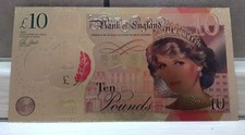 Banconota 10£ Lady Diana 1997 Dorata Plastificata A Colori 