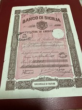Banco di Sicilia, fede di credito, lire 6205 TRAPANI 1889  TRINACRIA AL RETRO