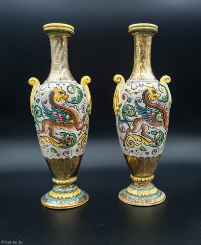 Coppia vasi maiolica - coppia,