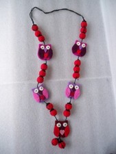 COLLANA LANA COTTA LUNGA GUFO COCCINELLA ETNICO NEPAL