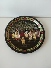 Vassoio In Lamiera Vintage Cinese Antico Diam 32cm tot