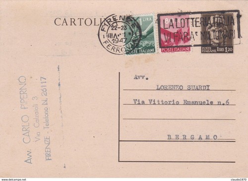 Intero postale lire - postale, con