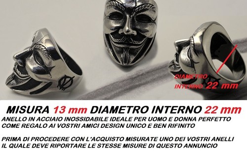 Anello acciaio uomo maschera - acciaio, v