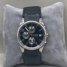 D&G DW3719770097 Unisex Sandpiper Chronograph Black Leather Black Dial Watch