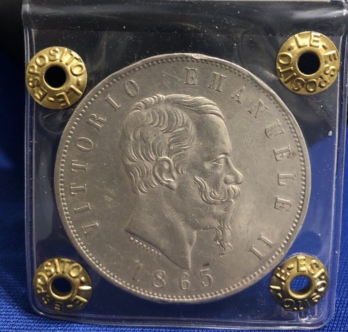 Lire 1865 rara vitt em - 5,