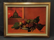 LUCIANO GASBARRI, CERTIFICATO, ROMA VASSOIO FRUTTA,OLIO SU TELA DEL 1978,50x70CM
