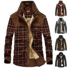 Giubbotto Uomo Invernale Biker Foderato in Pile, Camicia Termica Legno Flanella