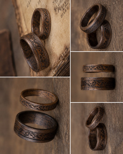 Set anelli vintage legno - set,