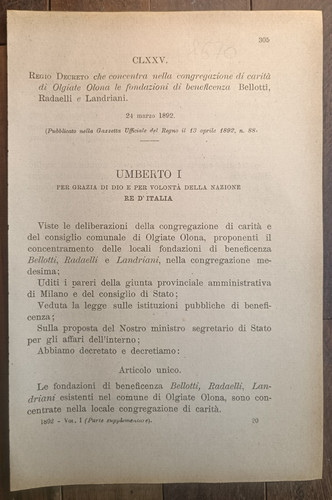 Olgiate olona 1892 regio - 1892,