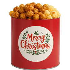 Latta Popcorn Natalizia - Caramello e Formaggio Cheddar - 1 Gallone di Latta Popcorn Natalizia,