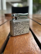 Accendino Colibrì Monogas Giacca Argento Massiccio Vintage Briquet Lighter