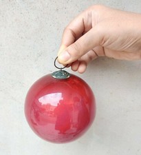 Antico Tedesco Kugel Rosso Palla di Vetro Natale Ornamento Decorativi Kugel 337