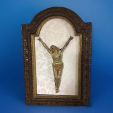 ?  Cristo crocifisso scultura antica in legno del 700 con cornice