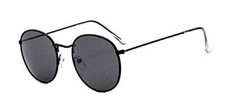 Occhiali da sole tondi donna uomo retro montatura metallo colore nero L.24310
